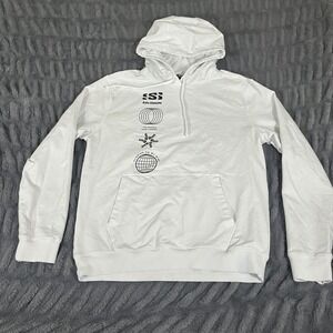 Salomon Mens Graphic Hoodie White Running On My Mind Pullover Sweatshirt Size M